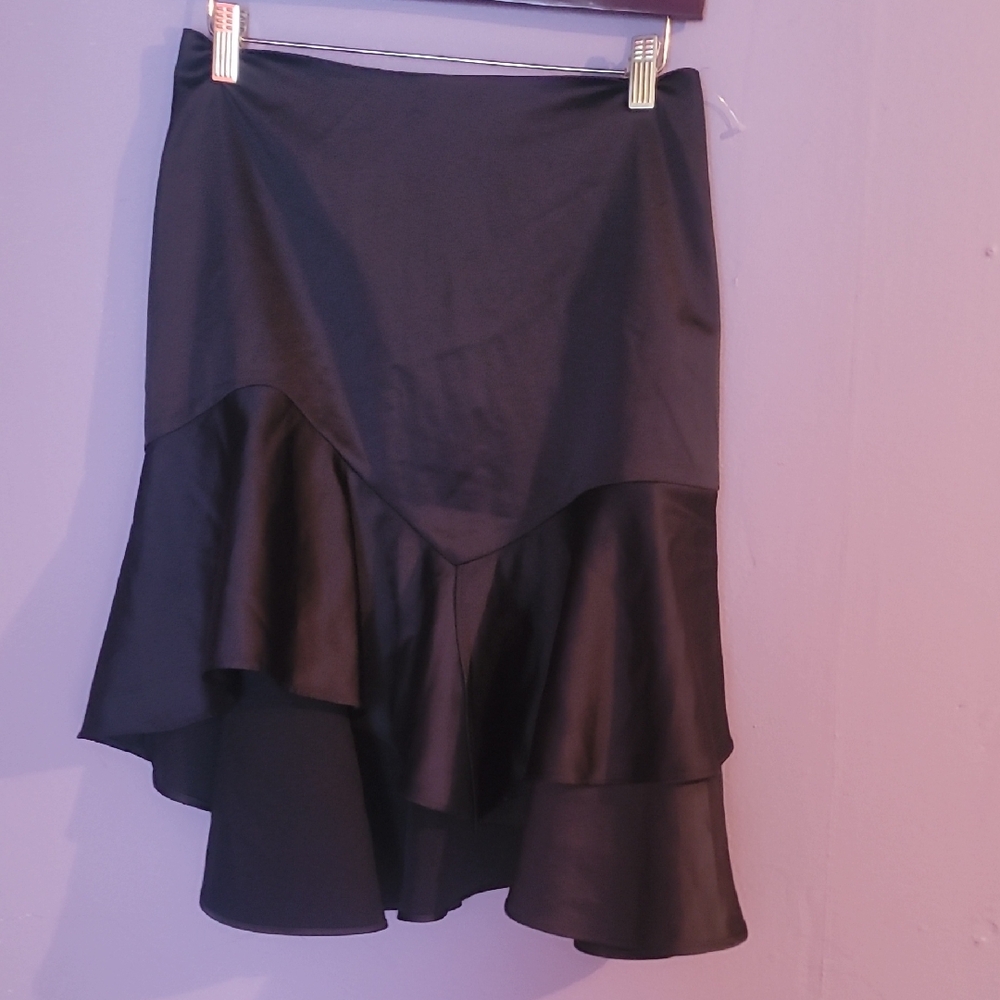 Zara Black Ruffled Midi Skirt